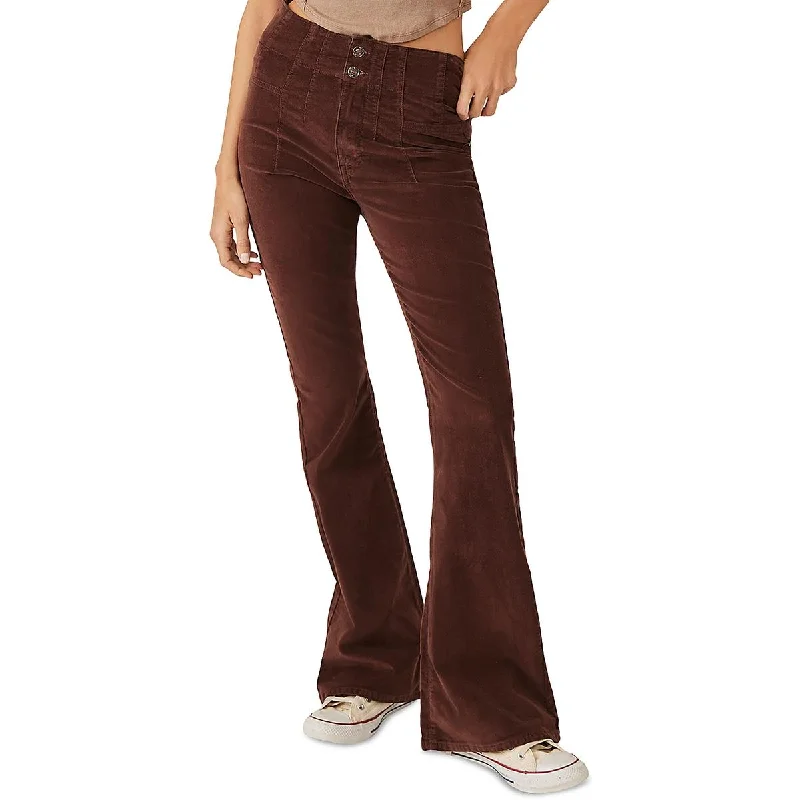 We The Free Womens High Rise Corduroy Flared Jeans Elegant Dark-Wash Bootcut Jeans