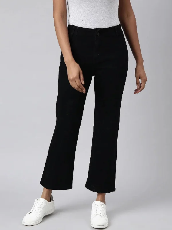 Women Straight Fit Denim Black Jean-GZ-5564-Black Fashionable Slouchy Fit Jeans