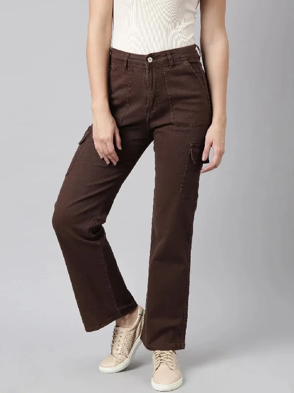 Women Straight Fit Denim Brown Corgo Jean-GZ-5773-Brown Comfortable Mid-Rise Jeans