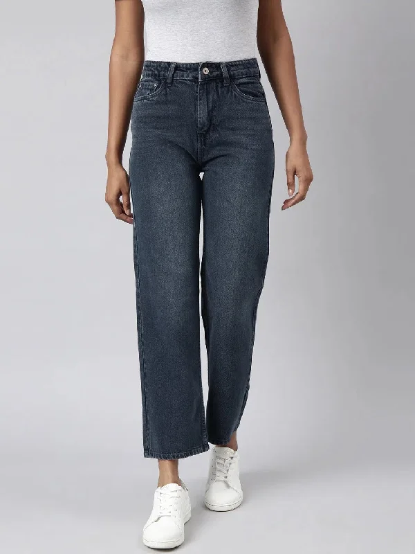 Women Straight Fit Denim Navy Blue Jean-GZ-5936-Navyblue Cozy Stretch High-Waist Jeans Women Straight Fit Denim Navy Blue Jean-GZ-5936-Navyblue Cozy Stretch High-Waist Jeans