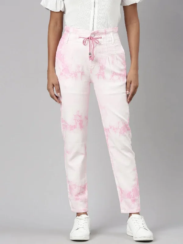 Women White Mom Fit Denim Jeans-GZ-5137-White Comfortable Boyfriend Jeans