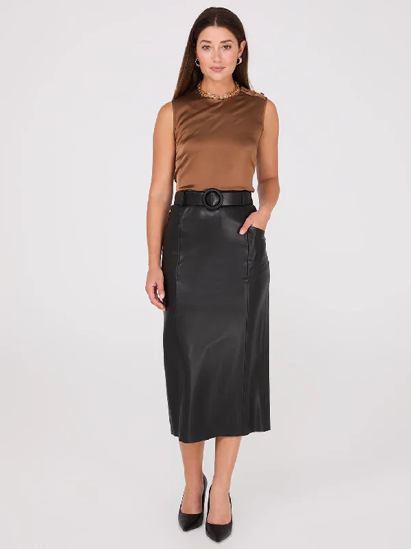 Faux Leather Belted Pencil Skirt lace skirt romantic