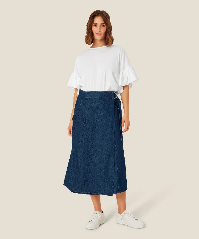 1008620 MaSanchia Skirt Dark Denim belted skirt waist