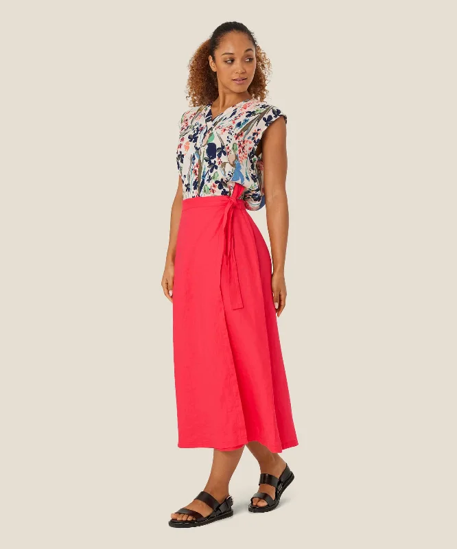 1009049 MaSaira Linen Skirt - Hibiscus Red cashmere skirt plush
