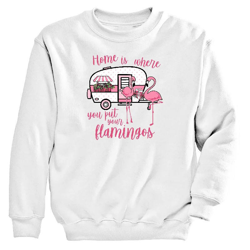 Flamingo Home Women's Crew Neck Sweatshirt Hoodie with Fur Luxurious Winter