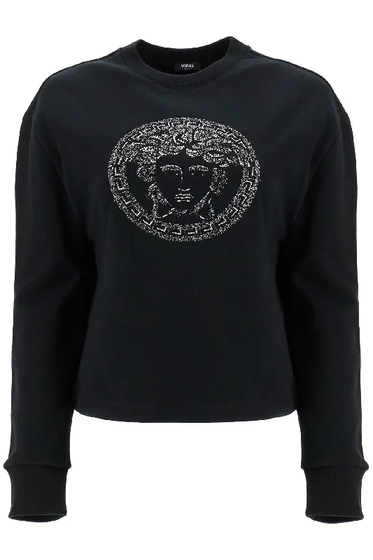 'boxy Sweatshirt With Med  - Black Hoodie with Ribbed Hem Stretchable Secure