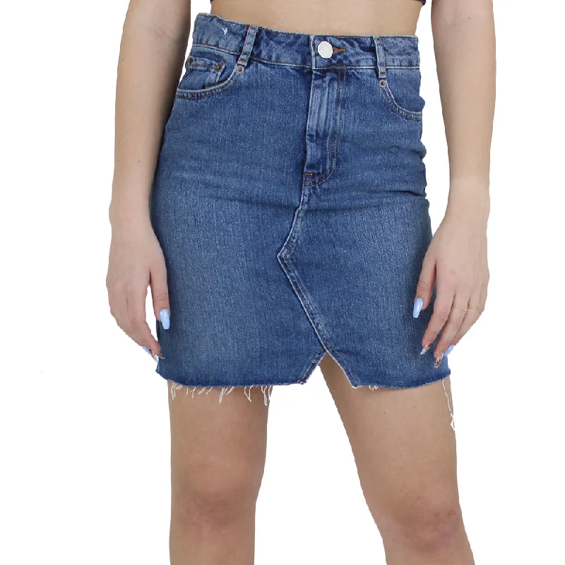 Women's Ripped Denim Skirt,Blue leather skirt modern