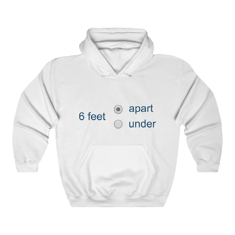 6 feet apart/under: Unisex Heavy Blend Hooded Social Distancing Sweatshirt Hoodie with Metallic Shiny Futuristic 6 feet apart/under: Unisex Heavy Blend Hooded Social Distancing Sweatshirt Hoodie with Metallic Shiny Futuristic