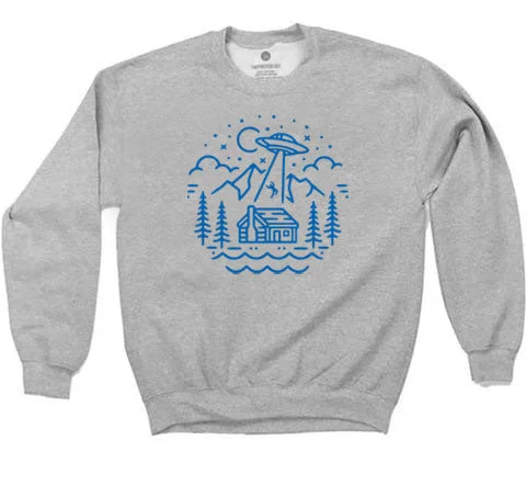 Abduct Me - Sweatshirt - Heather Grey Hoodie with Button Classic Timeless