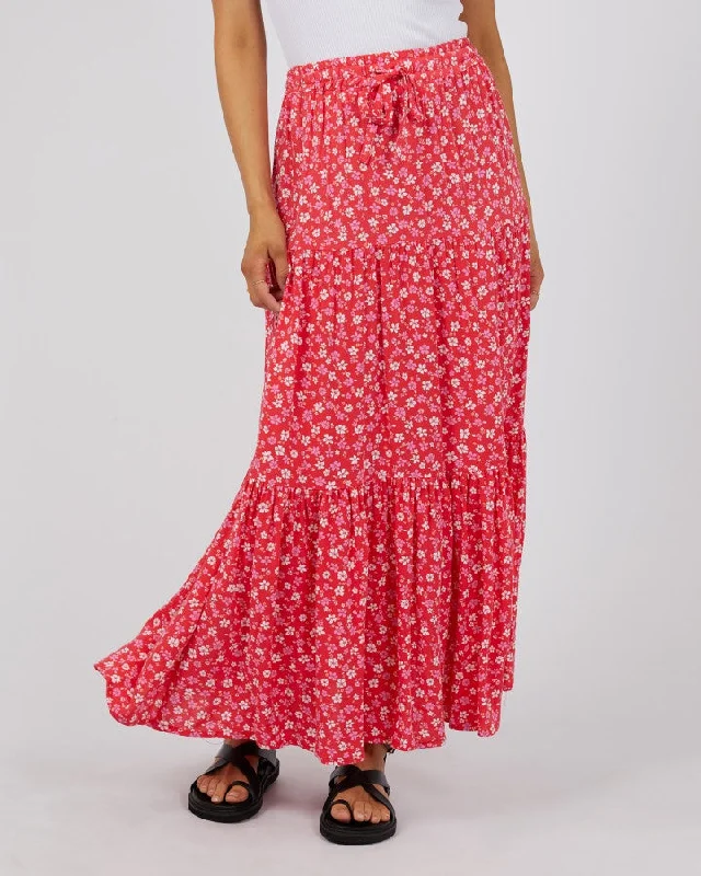 All About Eve Dolly Maxi Skirt - Red spandex blend skirt
