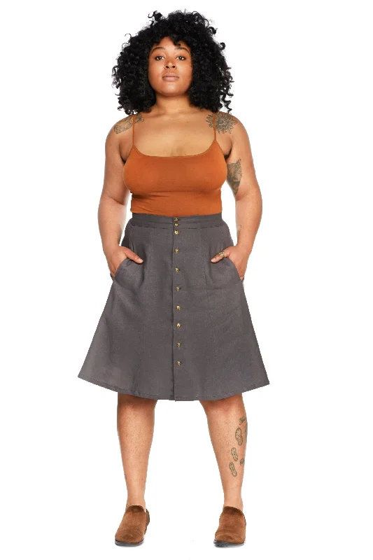 Bae Skirt in Charcoal Linen leather skirt bold