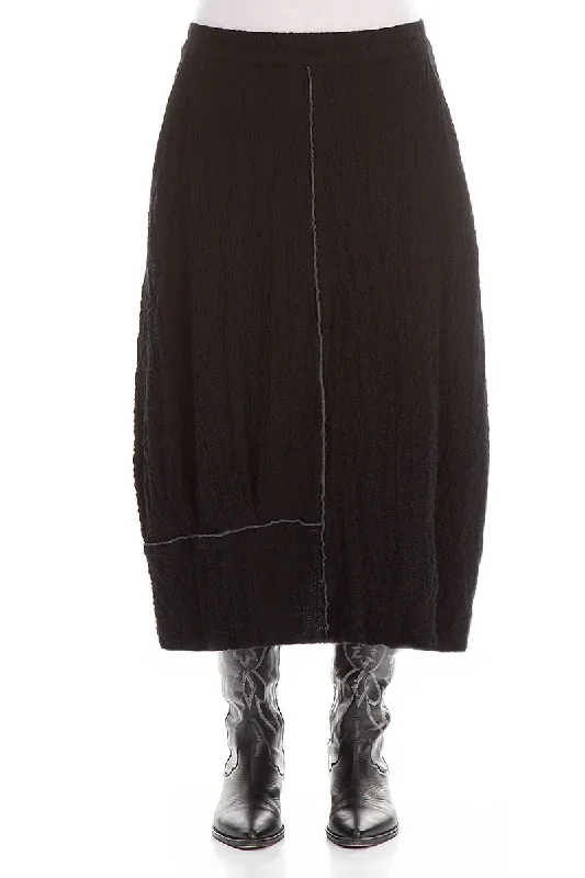 Balloon Black Wool Skirt cashmere skirt soft