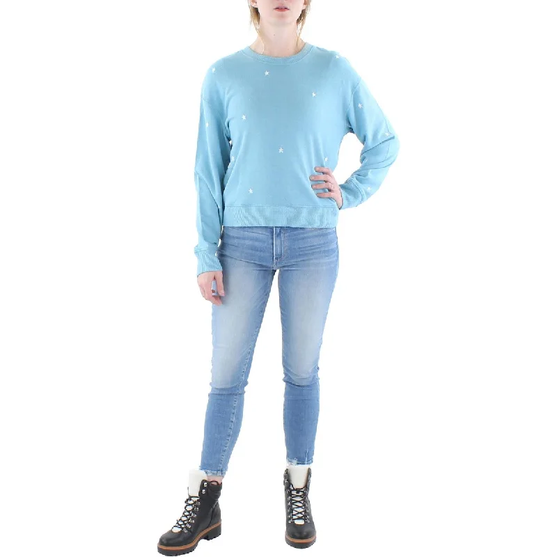 Ramona Womens Star Embroidered Sweatshirt Hoodie with Monochrome Minimalist Simple