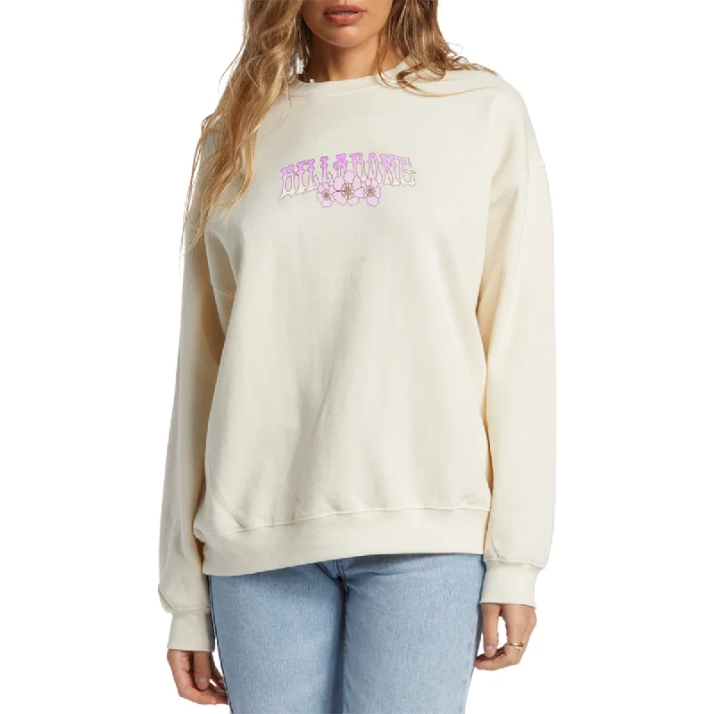 Billabong Women's Ride In Oversized Crew Sweatshirt Hoodie with Hem Applique Textured Unique Billabong Women's Ride In Oversized Crew Sweatshirt Hoodie with Hem Applique Textured Unique