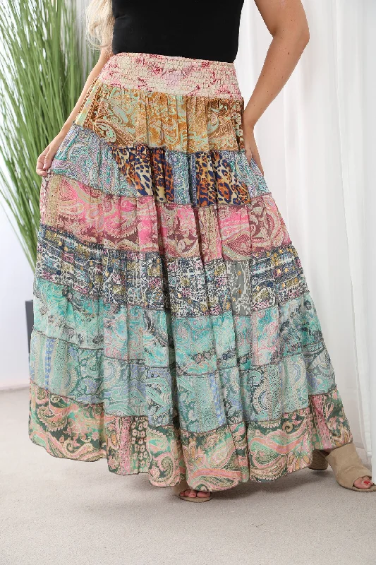 Boho Patchwork skirt Light lace skirt intricate