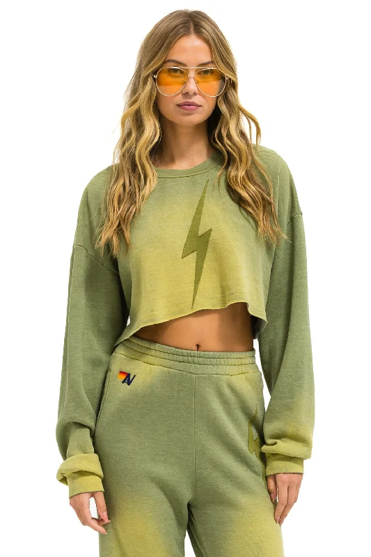 BOLT STITCH CROPPED CREW SWEATSHIRT RELAXED - FADED ARMY Hoodie with Velcro Closure Adjustable Secure BOLT STITCH CROPPED CREW SWEATSHIRT RELAXED - FADED ARMY Hoodie with Velcro Closure Adjustable Secure