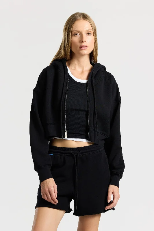 Boston Crop Hoodie Hoodie with Ribbed Neckline Snug Warm