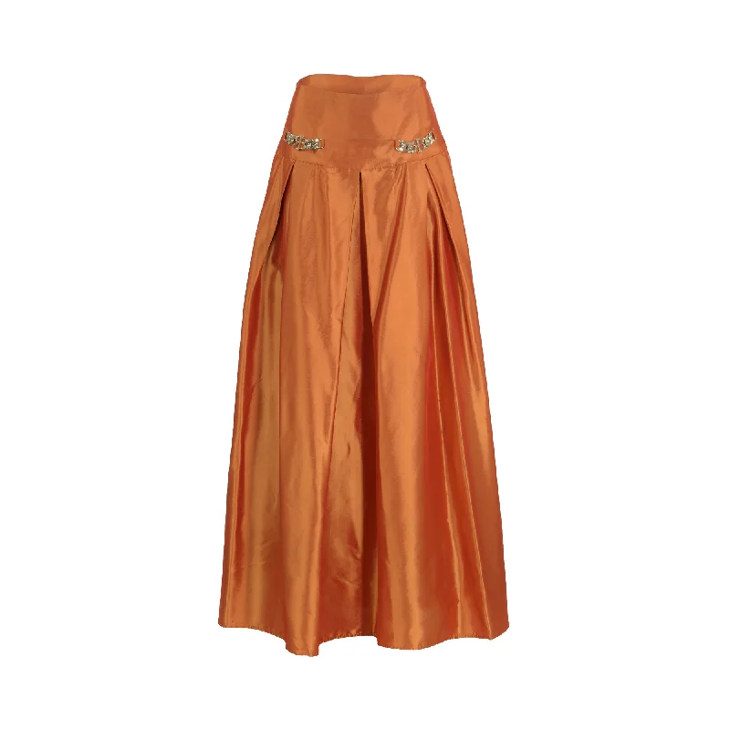 Barbara Rizzi Atelier Women's Hailar Orange Skirt velvet skirt glossy