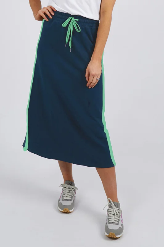 Brunch Skirt - Navy with Neon Green Tape seamless skirt comfort