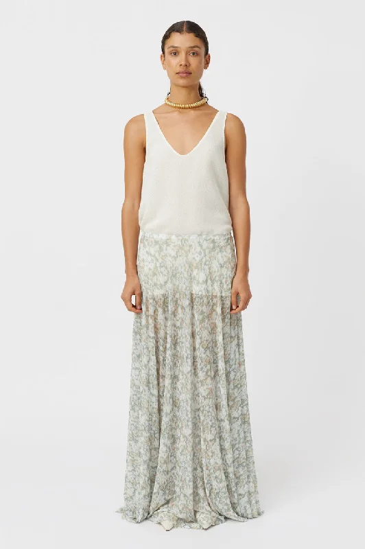 Camilla and Marc Majorelle Floral Skirt - Print linen skirt natural