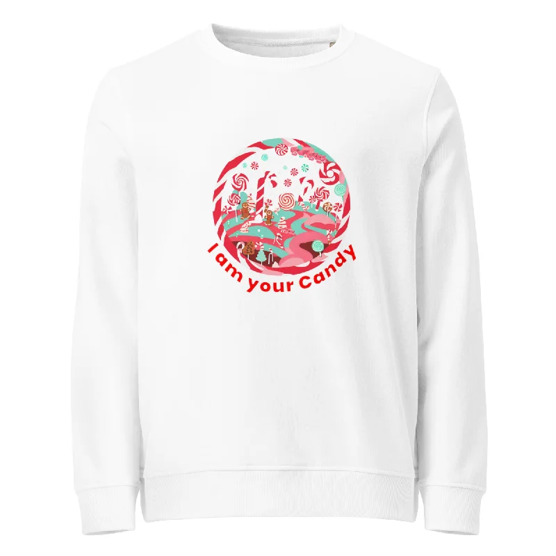 Candy Graphics Organic Sweatshirt Hoodie with Cuffed Sleeves Snug Secure