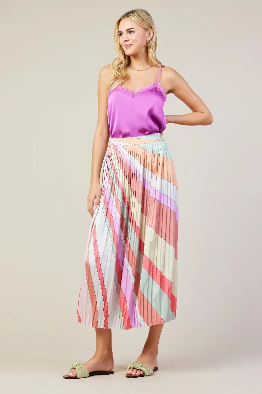 Carmine Print Pleated Midi Skirt midi skirt versatile