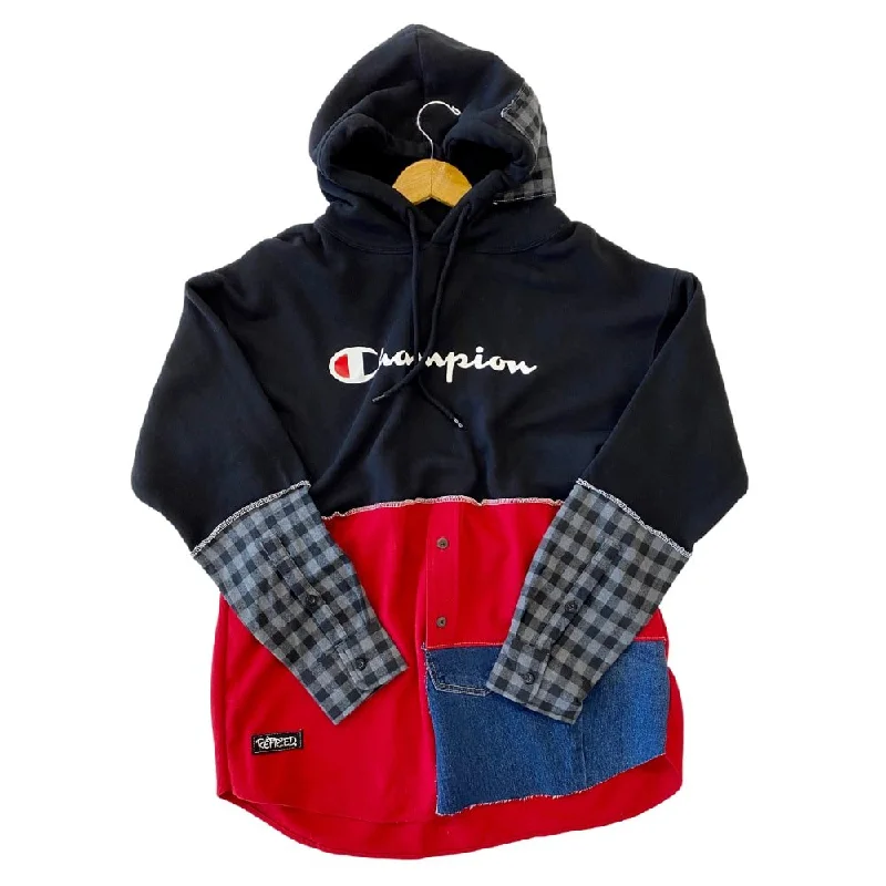 Champion Unisex Black and Red Hooded Sweatshirt Hoodie with Rhinestones Sparkly Elegant Champion Unisex Black and Red Hooded Sweatshirt Hoodie with Rhinestones Sparkly Elegant