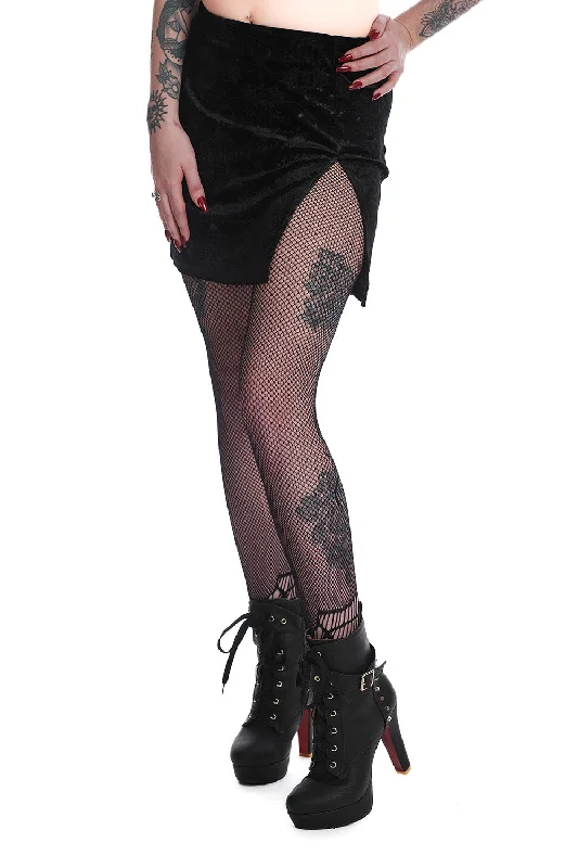 Chandelier Damask Mini Slit Skirt button skirt front