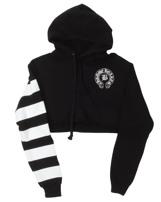 Bella Hadid Cropped Hoodie Hoodie with Snap Buttons Easy Quick