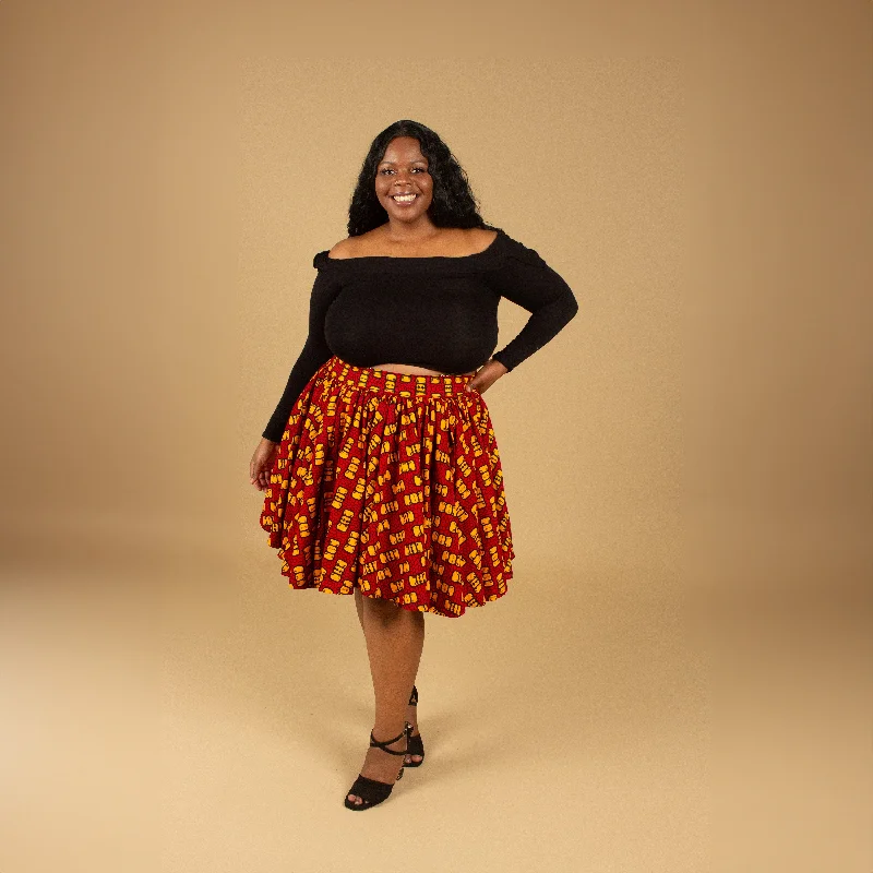 Bow African Print Skater Skirt athletic skirt fit