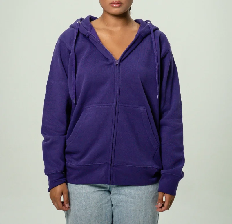 Purple Women's Heavy Blend Full-Zip Hooded SweatShirt Hoodie with Turtle Neck Cozy Winter