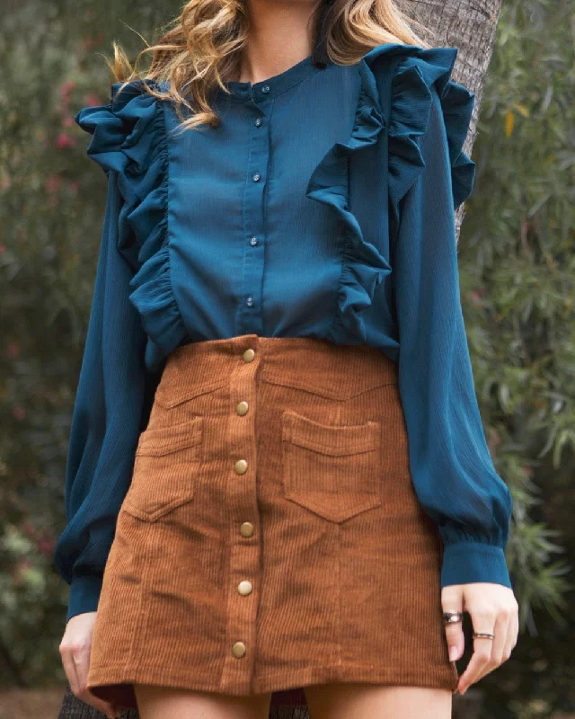 Final Sale - Corduroy Button Down Mini Skirt with Pockets in Brown lace skirt intricate Final Sale - Corduroy Button Down Mini Skirt with Pockets in Brown lace skirt intricate