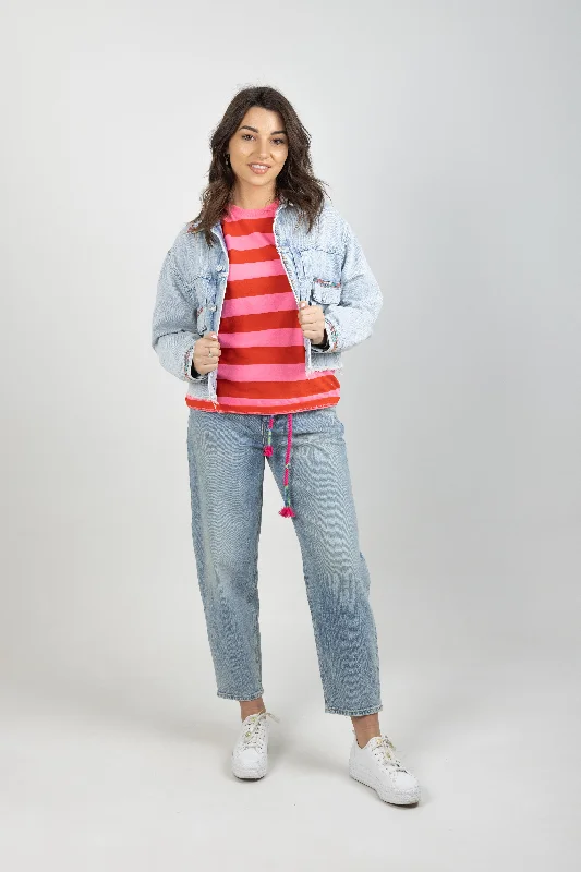 CROPPED DENIM JACKET SEA STAR Boat Neck Shawl Collar Notched Collar