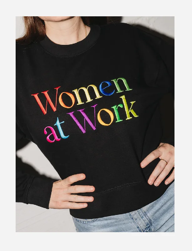 Cropped Women at Work Sweatshirt Hoodie with Raglan Sleeves Sporty Comfortable