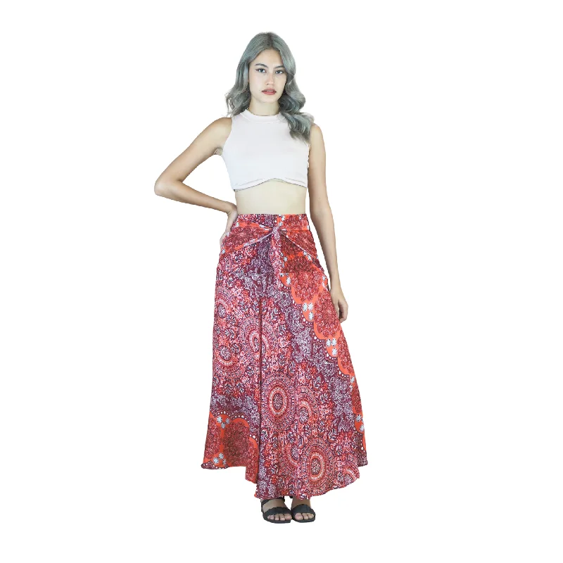 Daffodils Mandala Women's Bohemian Skirt in Red SK0033 020265 02 leather skirt sleek