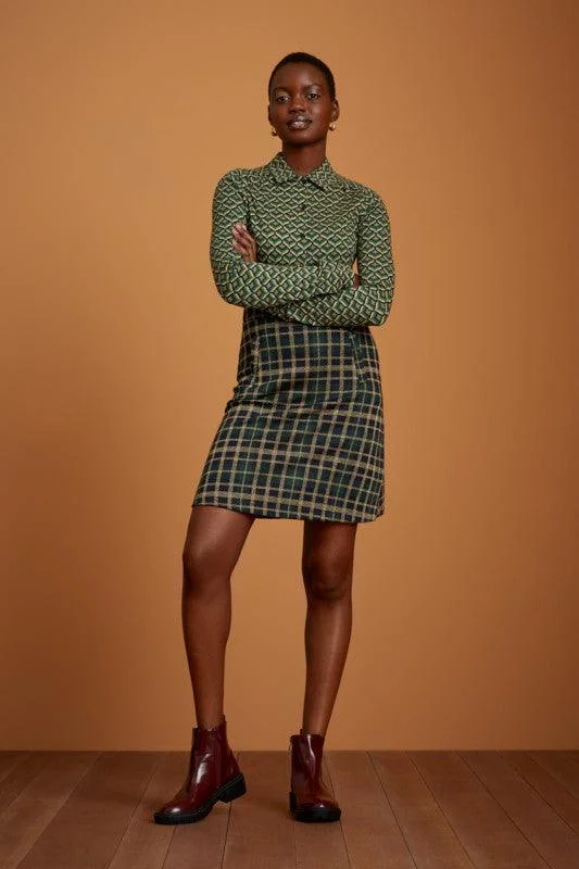 King Louie Davis Skirt in Zeppelin Check - Final Sale satin skirt smooth