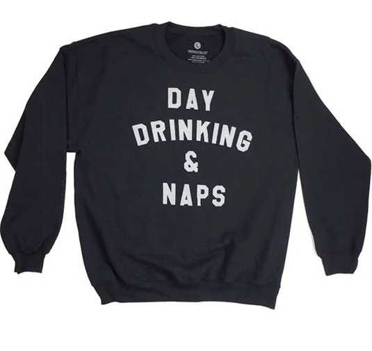 Day Drinking & Naps - Sweatshirt - Black Graphic Hoodie Design Print