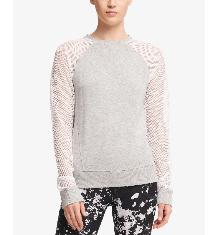 DKNY Sport Sheer Sleeve Sweatshirt Hoodie with Cropped Fit Short Trendy