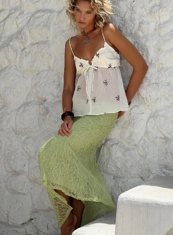 Dreamcatcher Lace Maxi Skirt Green midi skirt versatile