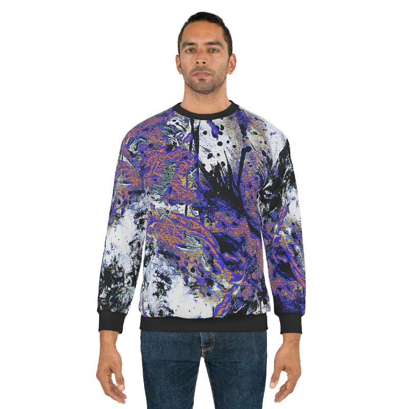 "Dreamy Love" (Cosmic Fusion - Sapphire II) - Unisex Sweatshirt (w/out heart) Hoodie with Front Slit Layering Stylish "Dreamy Love" (Cosmic Fusion - Sapphire II) - Unisex Sweatshirt (w/out heart) Hoodie with Front Slit Layering Stylish