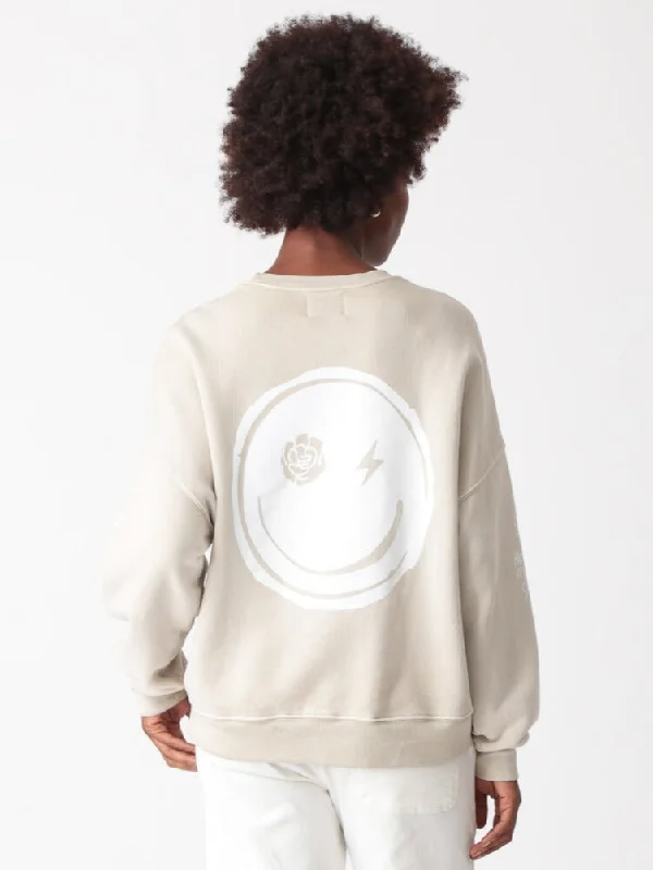 Electric & Rose Atlas Good Vybes Sweatshirt / Sand & Cloud Hoodie with Applique Textured Unique Electric & Rose Atlas Good Vybes Sweatshirt / Sand & Cloud Hoodie with Applique Textured Unique