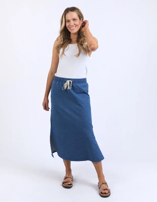 Elm Travel Skirt Denim Look Indigo Blue velvet skirt plush