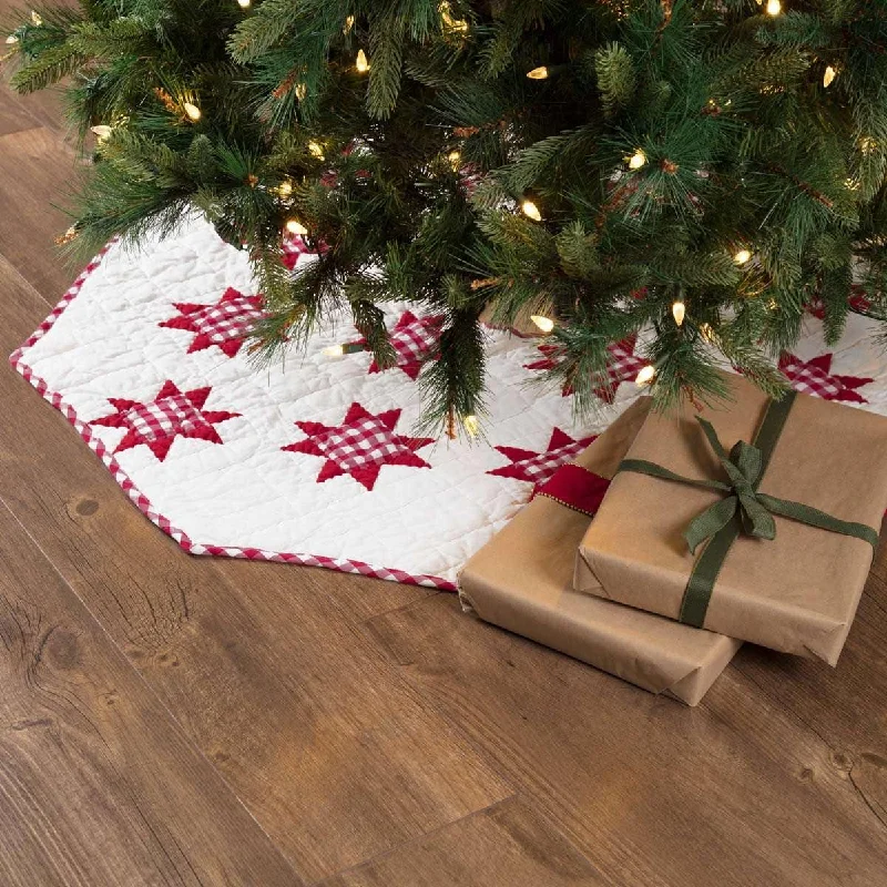 Emmie Red Patchwork Christmas Tree Skirt 48 VHC Brands high waist skirt