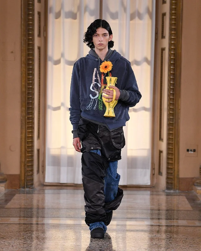 (ESSENTIAL) UNISEX REWORK ADSB CATERPILLAR HOODIE atb1103u(NAVY) Hoodie with Bell Sleeves Flared Feminine (ESSENTIAL) UNISEX REWORK ADSB CATERPILLAR HOODIE atb1103u(NAVY) Hoodie with Bell Sleeves Flared Feminine