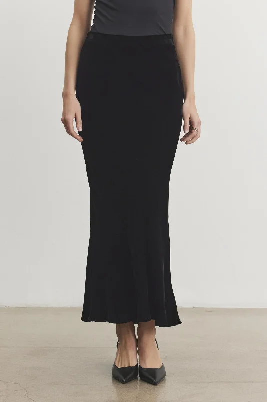 EZA SILK VELVET SKIRT leather skirt sleek