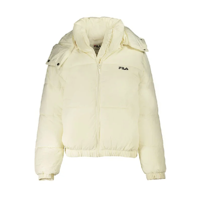 Fila Beige Polyester Women Jacket Striped Jacket Polka Dot Jacket Floral Jacket