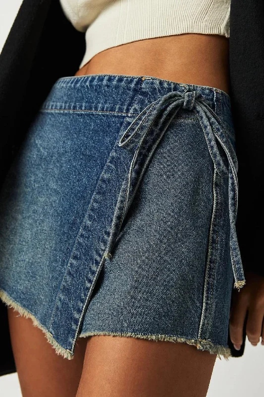 Free People: Emmy Denim Skort in Misty Blue modal blend skirt
