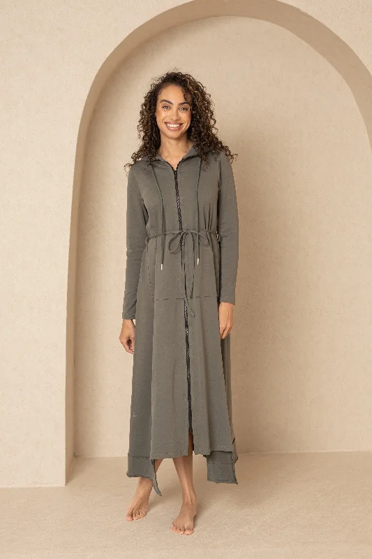 Sea Green Maxi Sweatshirt Dress Hoodie with Gradient Ombre Colorful