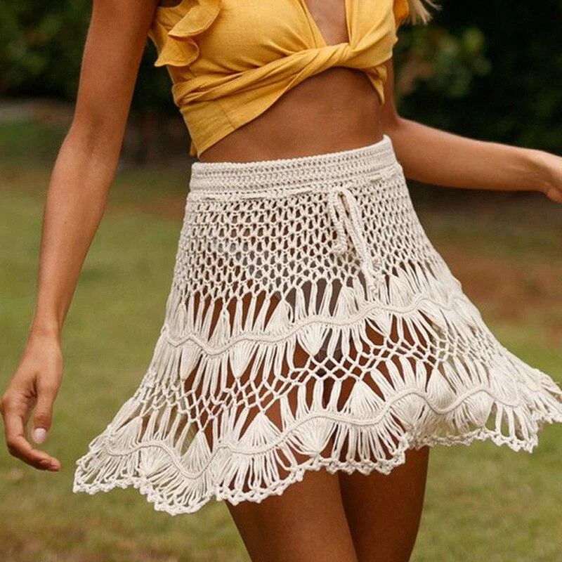 Hand Woven Boho Mini Skirt casual skirt length