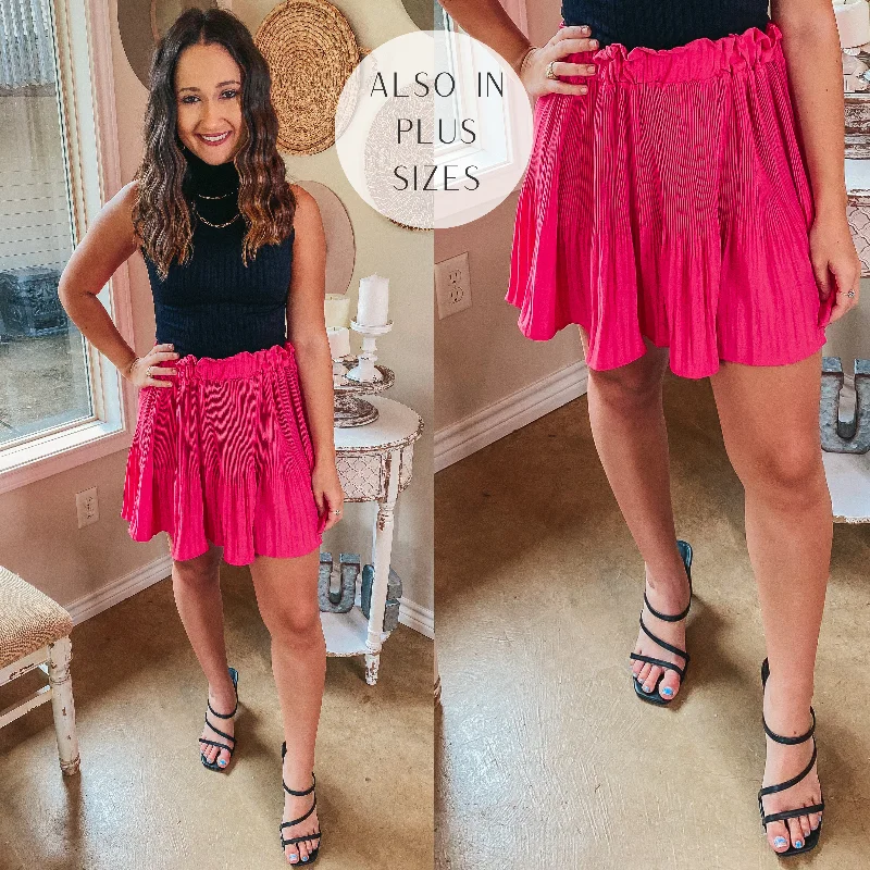 Style Stash Pleated Ruffle Mini Skirt in Hot Pink summer skirt style